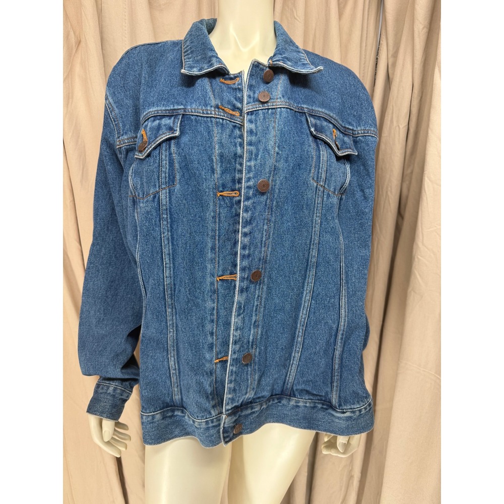 Vintage Bill Blass Oversized Blue Denim Trucker Jean Jacket